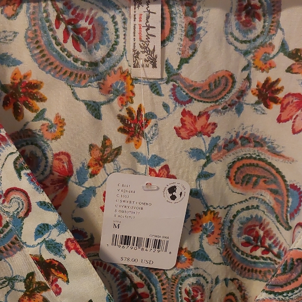 Free People Call Me Later Paisley Bodysuit Size Med NWT - Picture 2 of 6